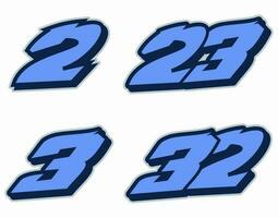 Racing Font Number Vector Twenty Three or Thirty Two Editable