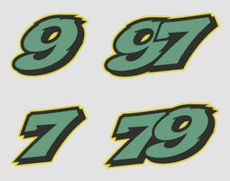 Racing Font Number Vector Ninety Seven Seventy Nine Editable