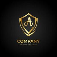 Gold vector alphabet letter A symbol luxury logo