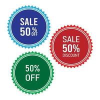 50 percent discount offer badge design vector