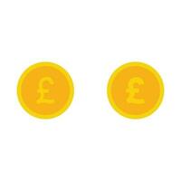 Poundcoin, gold coin symbol with pound icon on transparent background vector