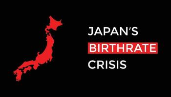 Low birthrate in Japan poster with Japanese map vector illustration, Japan Birthrate crisis