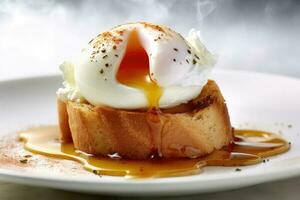 stock photo of poached egg professional food photography ai generated