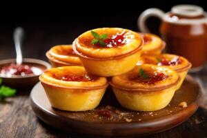 stock photo of Chinese custard tarts is a kind of custard tart food photography