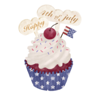 Watercorlor cupcake for 4th of july png