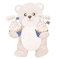 Cute bear cartoon Fourth of July png