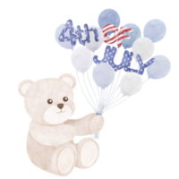 Cute bear cartoon Fourth of July png