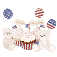 Cute bear cartoon Fourth of July png