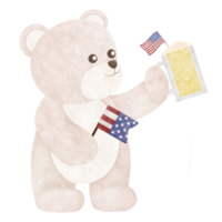 Cute bear cartoon Fourth of July png