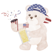 Cute bear cartoon Fourth of July png