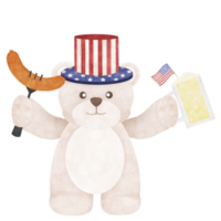 Cute bear cartoon Fourth of July png