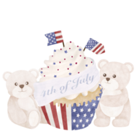 Cute bear cartoon Fourth of July png