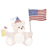 Cute bear cartoon Fourth of July png