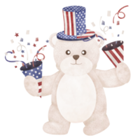 Cute bear cartoon Fourth of July png