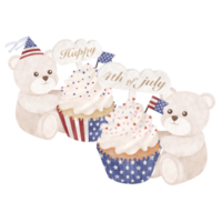 Cute bear cartoon Fourth of July png