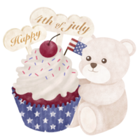 Cute bear cartoon Fourth of July png