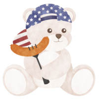 Cute bear cartoon Fourth of July png