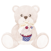 Cute bear cartoon Fourth of July png