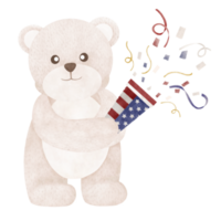 Cute bear cartoon Fourth of July png