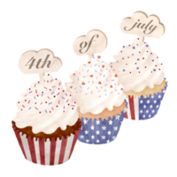 Watercorlor cupcake for 4th of july png