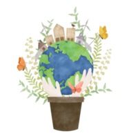 Earth day save nature watercolor png