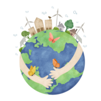 Earth day save nature watercolor png