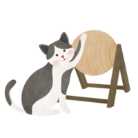 söt katt spela med garn boll tecknad serie illustration png