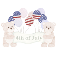 Cute bear cartoon Fourth of July png