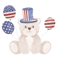 Cute bear cartoon Fourth of July png