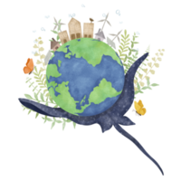 Earth day save nature watercolor png