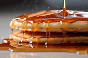 stock photo of pancake with syrup glaze food photography