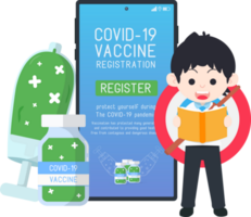 Geschäft Mann lesen ein leiten auf Wie zu registrieren zum das Coronavirus Impfstoff png