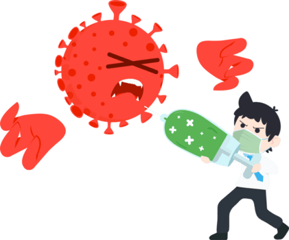 Geschäft Mann nehmen ein Maske und getötet Corona Virus covid mit Impfstoff png