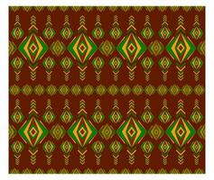 Embroidery indian aztec ethnic pattern in red, green and yellow vector illustration design for fabric, mat, carpet, scarf, wrapping paper, tile and more