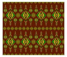 Embroidery indian aztec ethnic pattern in red, green and yellow vector illustration design for fabric, mat, carpet, scarf, wrapping paper, tile and more