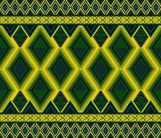 Embroidery indian aztec ethnic pattern in yellow and green vector