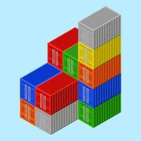 Many color of containers in isometric view vector