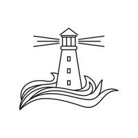 lighthouse icon design. nautical tower building sign and symbol. vector