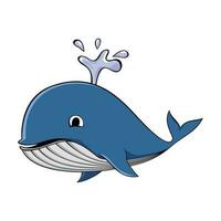 caricatura de ballena azul. ilustración de diseño de animales grandes. icono, signo y símbolo de peces submarinos. vector