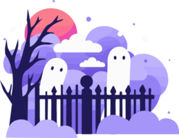 Hand Drawn Halloween castle fence in flat style png