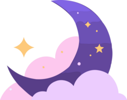 Hand Drawn crescent moon in flat style png