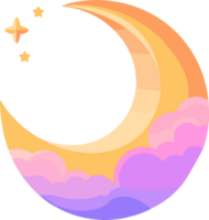 Hand Drawn crescent moon in flat style png