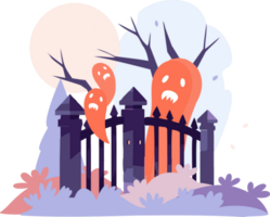 Hand Drawn Halloween castle fence in flat style png