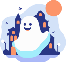 Hand Drawn Halloween cute ghost in flat style png