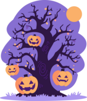 Hand Drawn halloween tree in flat style png