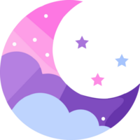 Hand Drawn crescent moon in flat style png