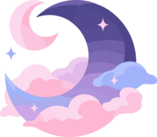 Hand Drawn crescent moon in flat style png