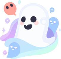 Hand Drawn Halloween cute ghost in flat style png