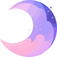 Hand Drawn crescent moon in flat style png