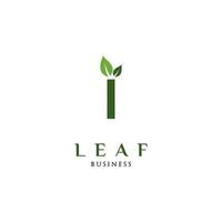 Initial Letter I Leaf Icon Logo Design Template vector